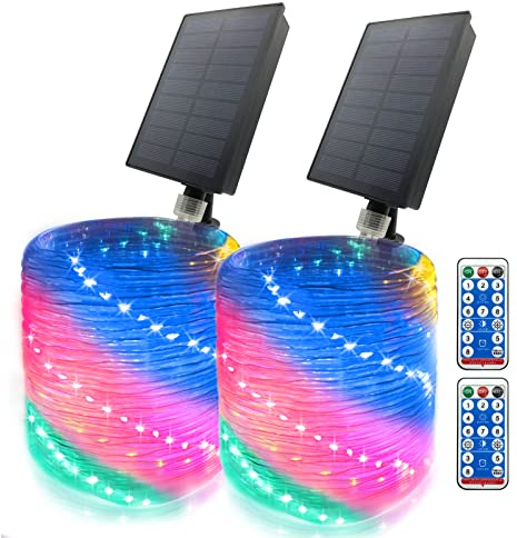 GLPE Solar lichterkette aussen,40M (20M x 2 Stücke) 400 LED Solar Lichtschlauch Outdoor Wetterfest,8 Modi Lichterschlauch Außen mit Fernbedienung für Garten,Weihnachten,Trampolin,Schwimmbad