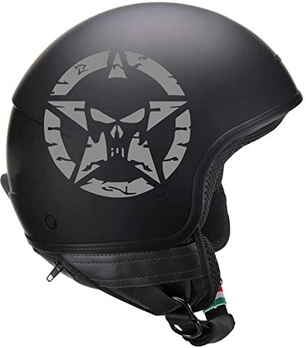 Pimastickerslab Kit 2 Adesivi Stella Militare Teschio Punisher Casco Moto Auto Serbatoio Valigia Chopper Harley cod. 1709 (074 Grigio Medio)
