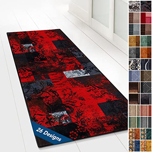 Moderner Wohnteppich mit Muster - maßgefertigter Teppichläufer - Meterware - Teppich Läufer für Küche, Flur & Wohnraum - Flurteppich - Küchenläufer (80 x 400 cm, Maraba)