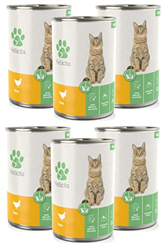 Fellicita Premium Nassfutter für Katzen, Huhn pur, 6 x 400g | 6er Pack, Monoprotein, hochwertiges Katzennassfutter, getreidefrei, leckere Pastete, Alleinfuttermittel