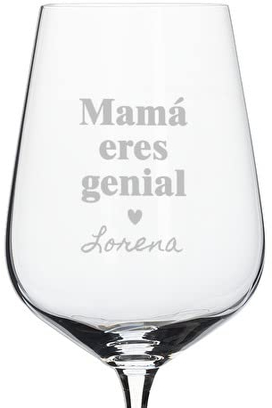 Wanapix | Copa de Vino Personalizada | Regalo Día de la Madre | Nombre o Texto Personalizado mediante Grabado | Copa de Cristal | Detalle Original | Mamá eres genial