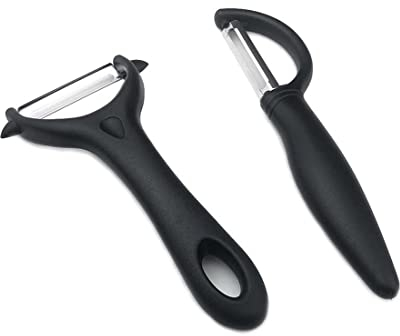 CUHZA Set di 2 Pelaverdure, Pelapatate, Pelapatate Professionale Universale per Pelare Patate, Carote e Varie Verdure e Frutta (Nero)
