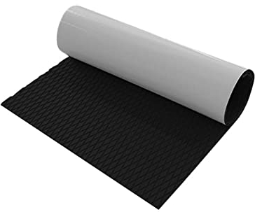 Riloer Tappetino antiscivolo per barche,tappeto marino autoadesivo a taglio libero in finto teak EVA Foam Mat per imbarcazioni,assorbimento degli urti,diverse misure disponibili,Nero 1200 x 300 x 5mm