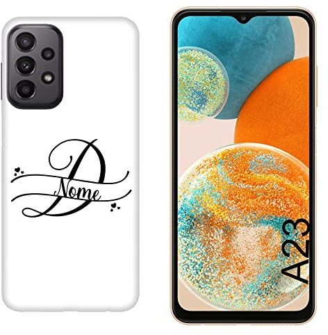 Hulle Schutz kompatibel mit Samsung Galaxy A23 Monogramm-Schriftzug Name DREI kleine Herzen Buchstabe D mit kleinen Herzen/Druck auch an den Seiten/Phone Hard Snap on Anti-Rutsch Anti-Scratch Shoc