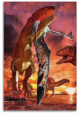 YBHF Dinosaurier T-REX Poster Tyrannosaurus Rex Poster Wandkunstdruck Retro Ästhetische Raumdekoration Malerei Leinwand Poster für Zuhause und Büro Dekorationen 30 x 45 cm ohne Rahmen