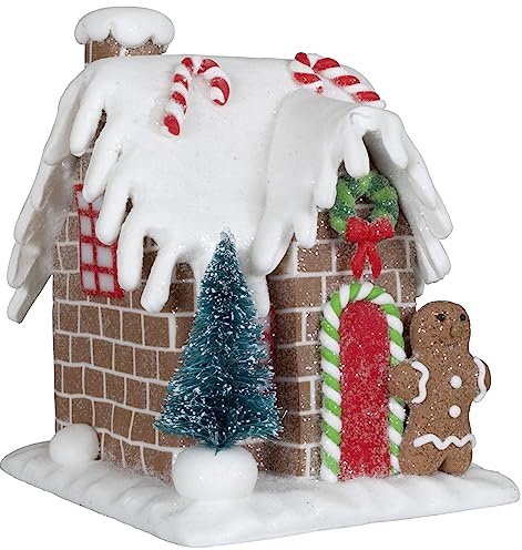 Christmas Paradise Weihnachtliches Deko Lebkuchenhaus Pfefferkuchenhaus 12cm braun-weiß-rot