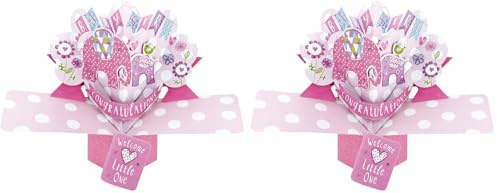 New Baby Girl Pop-Up Greeting Card Original Second Nature 3D Pop Up Cards (Pack of 2)