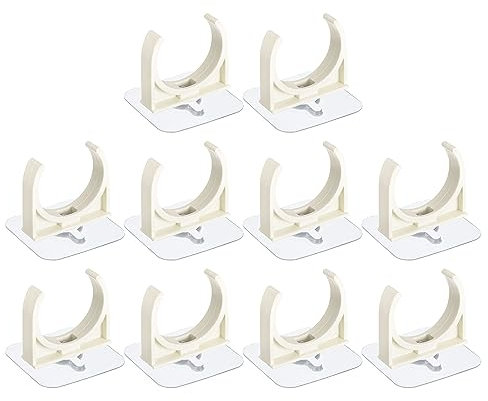 uxcell PVC Water Pipe Clamp Clips, 10pcs Fit for 50mm(2) OD Tubing Hose Hanger Support U-Shaped Pipe Clips with Adhesive for Water Pipe, Gas Tubing