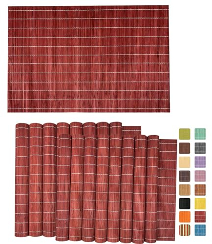 ANDSTAR Set mit 24 Bambus-Tischsets, 45 x 30 cm, Sushi-Rollmatte, japanischer Stil, Bambusmatte, natürliche Platzsets, waschbar, hitzebeständig, Tischmatten für Abendessen, Esstisch, Hochzeitsfeiern