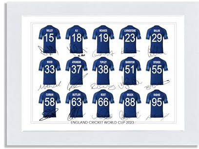 England Cricket World Cup 2023 Team Signed Autograph Poster Print Poster Framed Picture Gift Ben Stokes Joe Root (A4 mounted only)