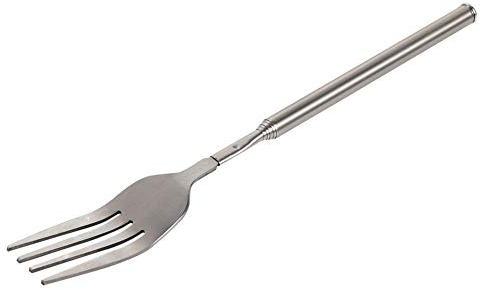 Tenedor retráctil de acero inoxidable plateado para tostadas, accesorios de cocina