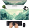 Cute Pastel Mint Green Forest Sage Desk Mat Anime Large Gaming Mouse Pad XL, Aesthetic Sunrise Laptop Computer Keyboard Mouse Mat, Women Office Desk Decor Cover Mat with Stitched Edges 31.5x11.8