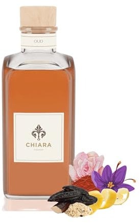 Chiara Firenze - Raumduft Oud 500 ml Flasche + Stäbchen - Made in Italy - Oud - Sandelholz - Patchouli
