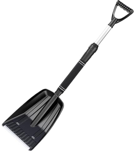 Pala da neve da 71,1 cm, pala da neve resistente, con manico retrattile, attrezzatura per lo sgombero invernale, strumento di scavo invernale resistente, paletta extra profonda per scavare terreno