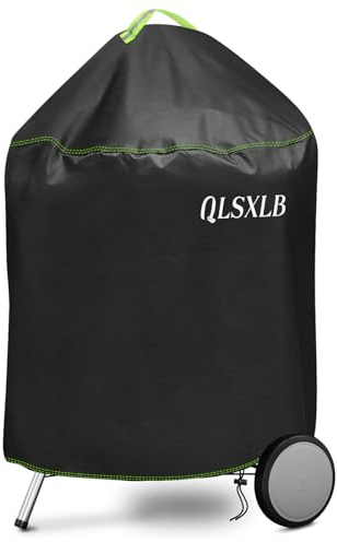 QLSXLB Housse Barbecue Rond Exterieur Imperméable, Bache Barbecue Charbon Résistante de 420D Oxford Φ50x81cm, Accessoires Barbecue Anti-l'eau/Anti-Vent/Anti-UV/Anti-l'Humidité/Antipoussière Noir