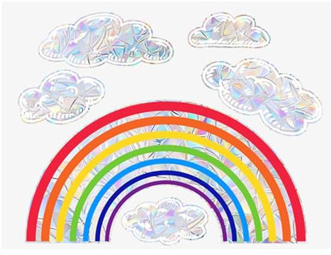 1 Set of Rainbow Cloud Stickers, Rainbow Prism Window Stickers, Colorful Glass Stickers, Bird Anti-Collision Stickers, Home Decoration Window Stickers, Suitable for Doors, Windows, Cars, Laptops