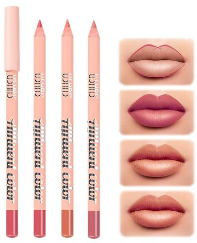 3 Pcs Nude Lip Liner Set Matte Lipstick Brown Lip Liner Pencil,Lip Stain Plumps Up Lip Colour,Lip Plumper And Long-Lasting Wear Waterproof Smooth Non-Sticky High Pigmented,Matte Lipgloss For Women