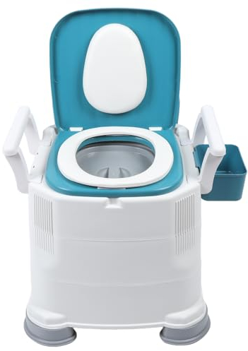 Toilettes Portables pour Adultes, Chaise D'aisance de Chevet Pliante en Acier avec Accoudoirs et Dossier, 3 Hauteurs Réglables, Chaise de Pot pour Personnes âgées et Handicapées