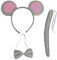 GroveEss 3 Pieces Mouse Costume Set,Cutie Mouse Ears Headband Bowtie Tail,Kids Halloween Carnival Birthday Party Costume Accessories(Mouse)