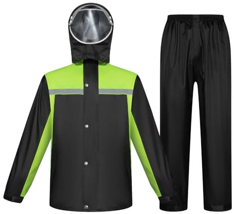 Taoyoule Wasserdichte Regenjacke und -hose für Herren Regenanzug-Set Angelbekleidung Regenmäntel mit Kapuze Regenkleidung Arbeitskleidung