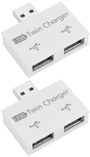 ECSiNG 2 Adaptadores de Concentrador USB 2.0 Macho A 2 Puertos USB Adaptador Divisor de 1 A 2 Concentradores Extensor de Carga USB Cargador Doble para Teléfono Móvil Portátil Blanco