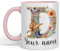 Vixar Personalised Letter D Mug, Customized Custom Floral Flowers Butterfly Alphabet Letter D Monogram Watercolour Ceramic Coloured Mug Cup for Tea Coffee Hot Brew 330ml 11Oz Gift (Pink)