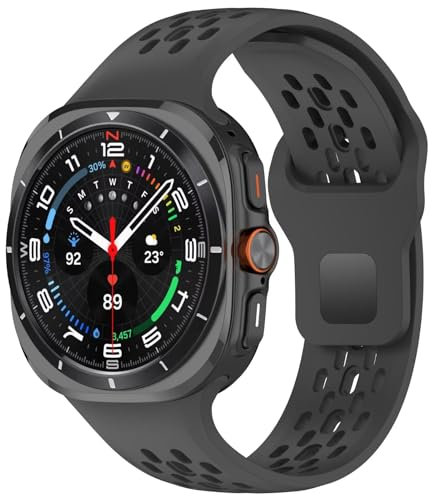 FTRONGRT Cinturino Compatibile con Samsung Galaxy Watch Ultra 2025/2024, Silicone TPU, Morbido e Confortevole Cinturino di Ricambio-Nero