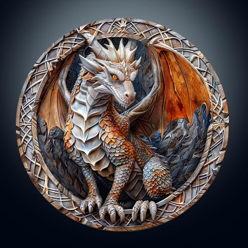 Holzpuzzle Erwachsene, 3D Drachen Holzpuzzle, Unregelmäßige Einzigartige Form Puzzleteile, Exquisite Geschenkverpackung, Geburtstagsgeschenk für Erwachsene und Kinder(L-34 * 34cm-300 Stück)