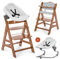 Hauck Alpha Plus Walnut 4-tlg. Newborn Set Light Grey- Hochstuhl + Neugeboreneneinsatz & Wippe Premium + Sitzkissen Nordic Grey