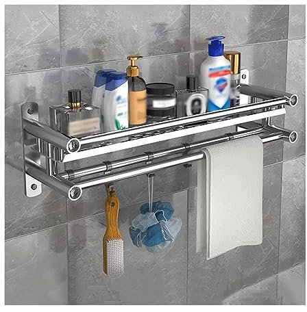 Schwimmende Badezimmerregale Aufbewahrungsregal for Badezimmer Einlagiges Wandregal aus Edelstahl Waschtisch Aufbewahrungsregal for Hautpflegeprodukte Einfaches Aufbewahrungsregal ohne Perforationen B