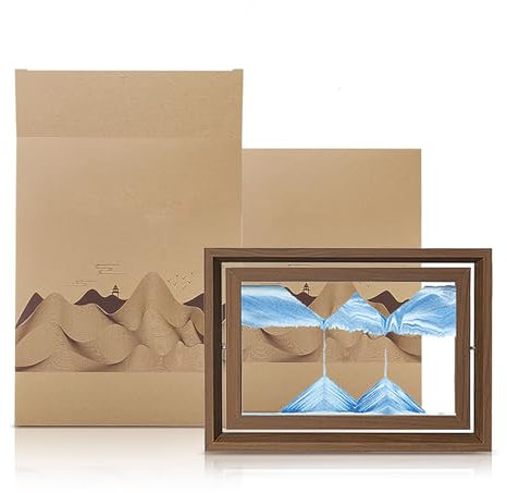 sablier， Image d'art de sable en mouvement, paysage de sable de mer profonde en sablier 3D, art de bureau 3D for la décoration de bureau à domicile, rouge(Blue)