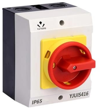YJYUIU YJUIS416 - Interruttore principale, 4 poli, 16 A, interruttore rotante, alloggiamento impermeabile IP65