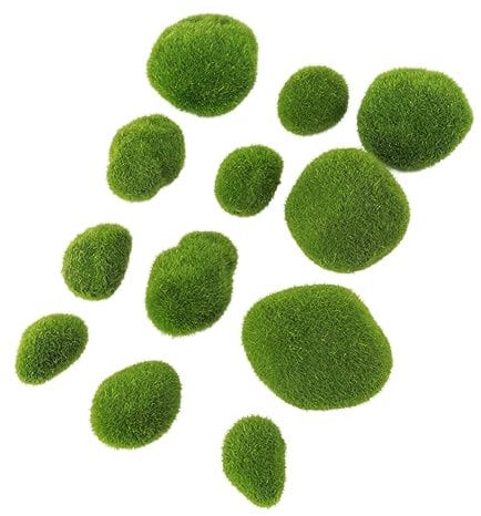 SEWACC 12pcs Simulation Moss Stones Moss Ball Decoration Terrarium Faux Sphagnum for Planters Lifelike Craft Stones for Home Office