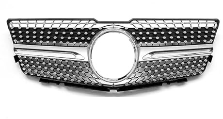 Front Kühlergrille Frontstoßstangengitter Für Benz Für GLK X204 2008-2012 GLK280 GLK300 GLK350 Chrom Silber Für GTR Style Front Racing Grille Auto Kühlergrill(Diamond-Silver)