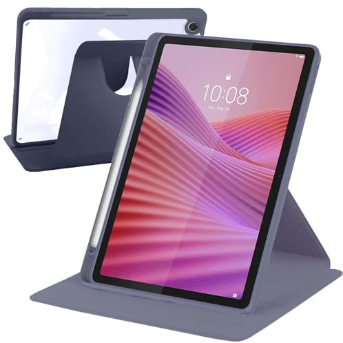 A-BEAUTY Custodia Rotante Compatibile con Samsung Galaxy Tab S8 Plus 2022 / S7 FE 2021 / S7 Plus 2020 12.4 Pollici, Antiurto Trasparente Cover, Auto Svegliati/Sonno, Lavanda