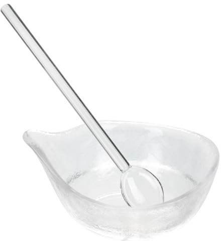 OATIPHO Bol à Mélanger En Verre Transparent Petit Format, Outil Diy Pour Mélange De Masques Faciaux, Cuillère Incluse, Usage Professionnel Salon Et Soins à Domicile