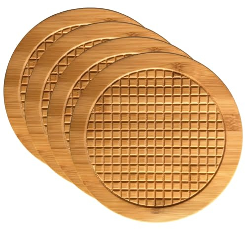 Salvamanteles de madera, redondos y cuadrados, resistentes al calor, gruesos, posavasos grandes para cocina, evita resbalones, arañazos, marcas de calor, ideal para ollas, platos, tazas, 4 unidades