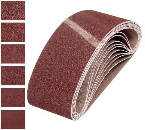 QUARKZMAN 18Pz Nastri Abrasivi 76mm x 457mm Carta Vetrata per Levigatrice | 60/80/120/150/240/400 Grana, per Lavorazione Legno, Affilatura Coltelli, Ossido di Allumina, Lucidatura Metalli