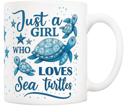 5Aup Sea Turtle Obsessed Coffee Mug Gifts 11 Oz - Vibrant Turtle & Star Design, Ideal for Ocean-Loving Girls & Marine Conservation Enthusiasts