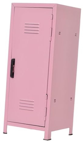 LeeQinersw Mini Spind Als Kleiner Aufbewahrungsschrank Und Schreibtisch Organizer Metallspind Wertfach mit Schloss Und Schlüssel für Büro Und Kinderzimmer, Rosa