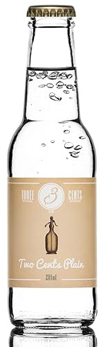 Three Cents Two Cents Plain Premium Soda Mixer – (24 x 200 ml Bottles) – Fizzy Spring Water for Cocktails & Long Drinks