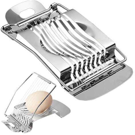 Egg Slicer, Stainless Steel Egg Slicer Cutter, Multifunctional Manual Eggs Cutter, for Hard Boiled Eggs Strawberry Banana - Perfect for Breakfast & Salads