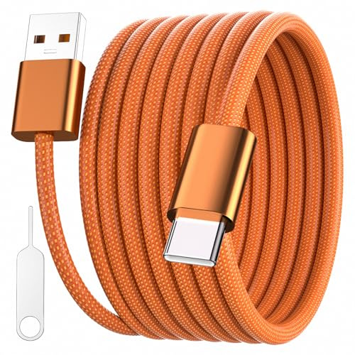 USB C Cable for Carplay, Car-Play Cord for iPhone 17 16 Pro 6ft Orange | USB A to Type C Data Transfer Braided Charger Charging Cable for Android Auto/Samsung S24 S26 Charge Wire
