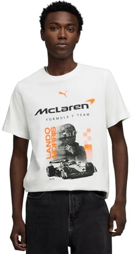 PUMA McLaren F1 Herren Lando Norris T-Shirt mit Fahrzeuggrafik & Nummer 4 | McLaren Formel-1-Team und PUMA-Branding, Kurzärmel mit rundem Ausschnitt, Offiziell lizenziert