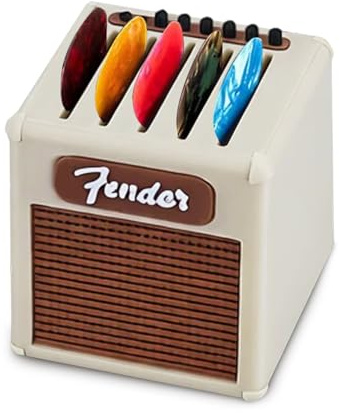 Guitar Pick Storage Box, Compact Guitar Pick Holder with Amplifier-Style Design, Elegant Wood Tone, Durable PLA Guitar Accessories Organiser for Practice Rooms, Studios and Everyday Guitar Use