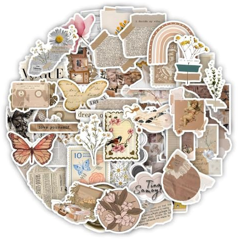 Rainway 120 Stück Vintage Aufkleber, Scrapbooking-Aufkleber, Vintage-Sticker, für Flaschen, Notizbücher, Laptops, Skateboards, Telefone, Tagebücher, DIY-Dekoration
