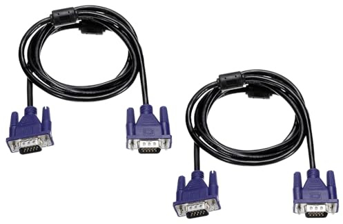 sourcing map 2 PCS VGA Monitor Cable 1.5m 5 Pin Male to Male Cord, Blue | Video Cable Adapter for Laptops TV PC Computer Monitor Screen Projector, 10ft