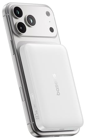 Baseus Enerfill FM11 MagSafe Powerbank 10000mAh 22.5W Magnetische Power Bank USB C, Kabellose Externe Handyakkus Mini Wireless Kompatibel mit iPhone 17/16/15/14/13/12/Pro/Pro Max Serie, Weiß