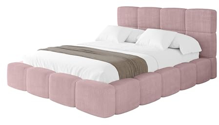 ALTDECOR Polsterbett mit Bettkasten und Lattenrost, Bett mit Kopfteil, Boxbett ohne Matratze, Doppelbett mit Stauraum - NATA 180x200 Rosa
