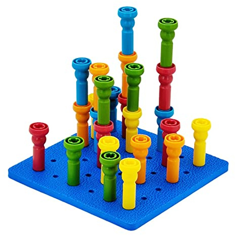 Ysyqkn Puzzle in Legno da 25 Pezzi con Chiodi E Funghi, Giocattolo Educativo per Lo Sviluppo delle capacità Motorie Fini, Ideale per Bambini in età Prescolar, Multicolore